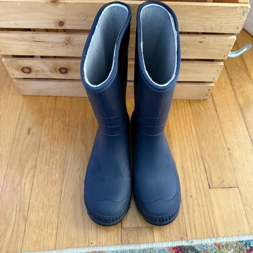 Kamik Boys Size 4 Navy Black Waterproof Rubber Knee High Outdoor Rain Boots - Picture 10 of 14